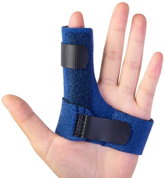 Sumifun Finger Splints for Left Hand, Finger Brace with Built-in Aluminium Bar for Trigger Finger, Mallet Finger, Finger Supports with 2 Gel Sleeves for Sprains, Pain Relief, Sports Injury