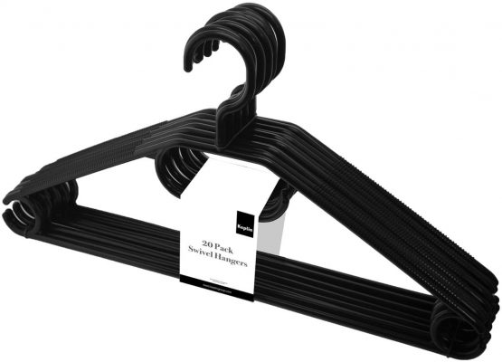 KEPLIN 20x Adult Swivel Hook Hangers, Premium Large 40cm Heavy Duty Rotating Hook Hangers for Coats, Jackets, Dress, Trousers, Shirt & Clothes (Black, 20 Pack) - Image 3