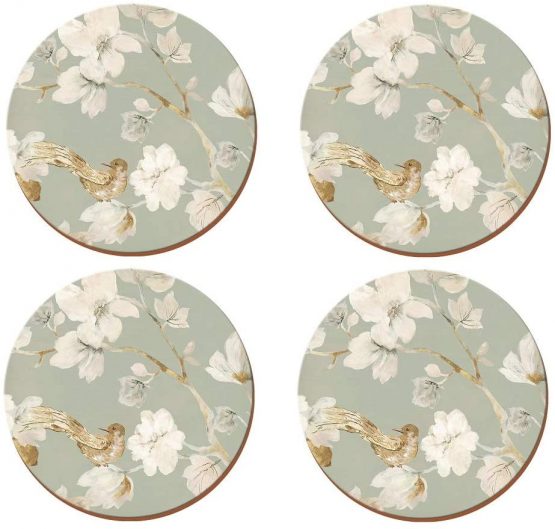 Creative Tops 5162894 Duck Egg Floral 4-Piece Set of Premium Cork-Backed Round Placemats by , 29 cm (11½") - Image 4