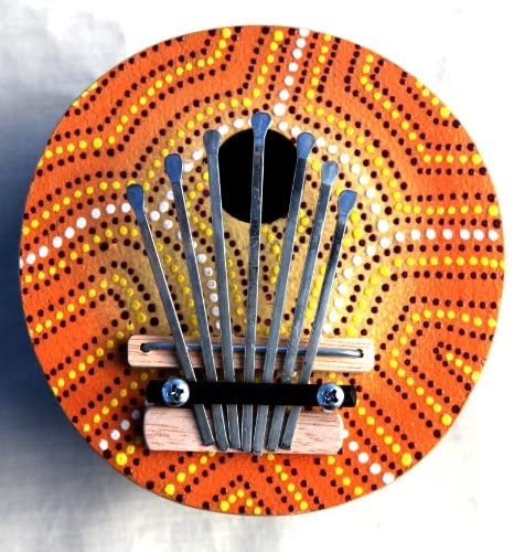 Coconut painted thumb Piano (Mbira or Kalimba), brown, Medium