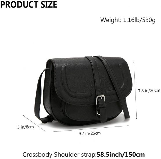 DCCN Women's Crossbody Bags Saddle Purse Satchel Bag Tote Shoulder Handbags Black - Image 3