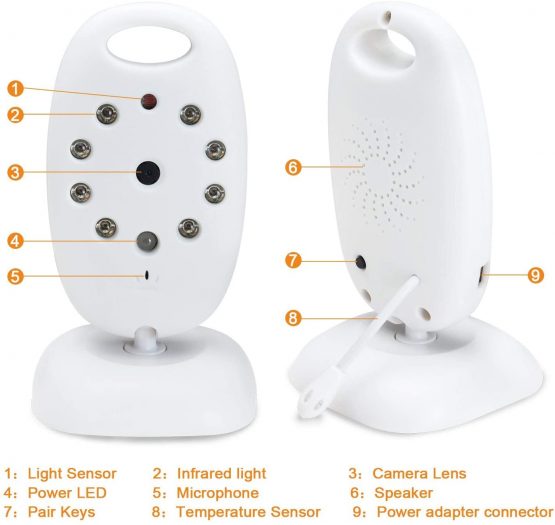 Baby Monitor Wireless Video Baby Monitor with Audio and Camera , 2.0 Inch LCD Screen with Night Vision/Two-Way Talk/Temperature Monitor/Lullaby Baby Monitor - Image 2
