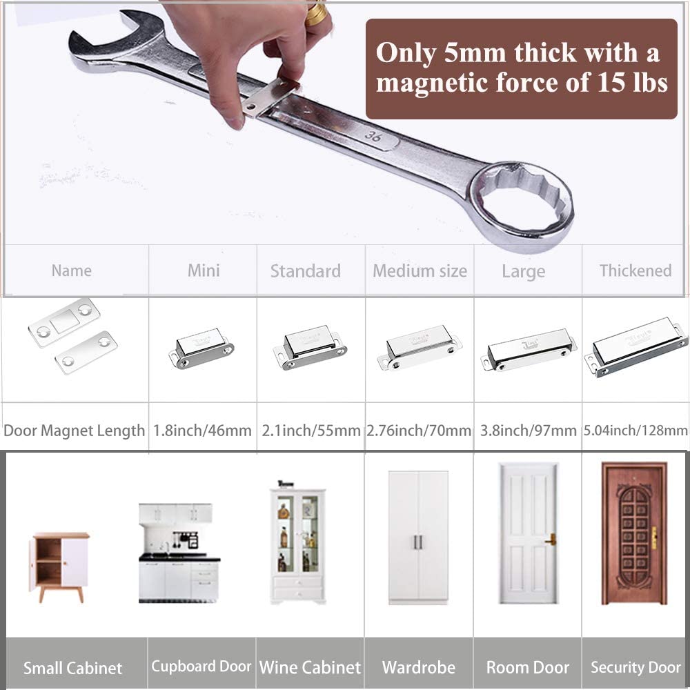 Door Magnetic Catches Jiayi 4 Pack Ultra Thin Cupboard Magnetic Door Catch Adhesive Drawer Door Magnets Wardrobe Magnetic Cabinet Catches Latches for Kitchen Cupboard Sliding Closet Door Closing - Image 3