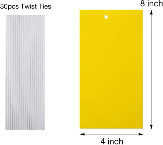 LUTER 30-Pack Dual-Sided Yellow Sticky Traps for Flying Plant Insect Like Fungus Gnats, Flying Aphid, Whiteflies, Leaf Miners, Other Flying Plant Insects (4X8 Inches, 30pcs Twist Ties Included) - Image 3