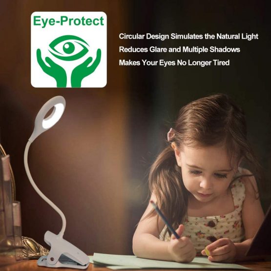 Clip On Reading Light, Derlights 28 LED Eye Protect Book Light, 3 Colour * 3 Brightness Bed Reading Light with Flexible Neck, USB Rechargeable Desk Reading Light Black - Image 3