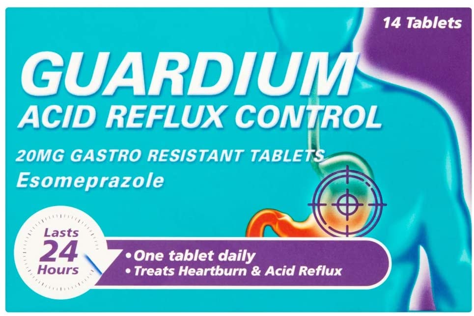 Guardium Esomeprazole Acid Reflux Tablets, 14 Pack, Indigestion & Heartburn Relief, 24-Hour GERD/GORD Protection