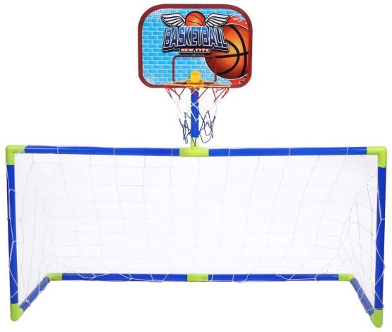 VGEBY Children Ball Bracket, Basketball Soccer System Backboard Football Guard Balls Kit Toy Set for Kids Indoor Outdoor Sports Game
