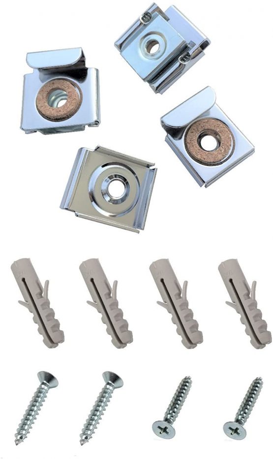 Reflex Frameless Unframed Bathroom Mirror Glass Wall Hanging Fixing Kit Hardware - Metal Chrome Silver Effect Spring Loaded Clips with Screws and Rawl Wall Plugs, Hanging Instructions Included - Image 2