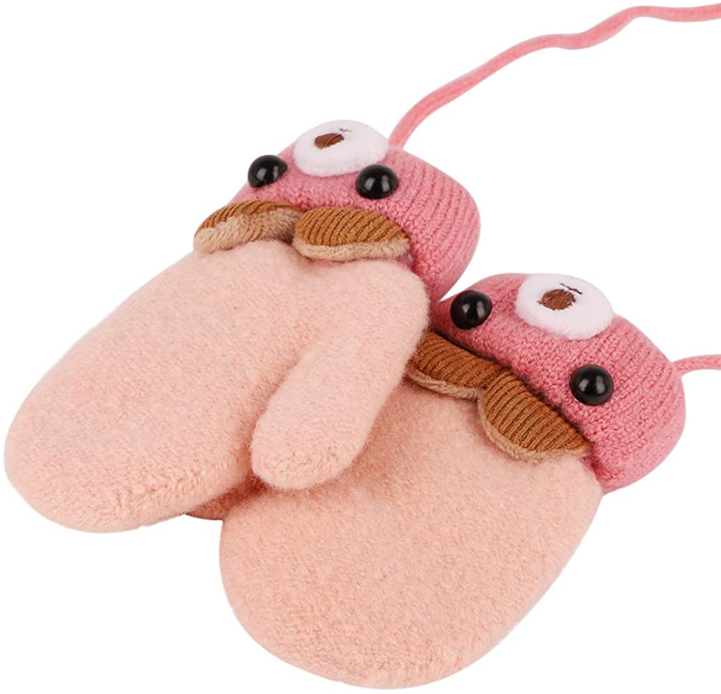 Moonlove Infant Toddlers Lovely Mittens Winter Warm Cute Cartoon Gloves Dual Layers Plush Padded Knitted Gloves Mittens for Baby Girls Boys 0-3 Years Old - Image 4