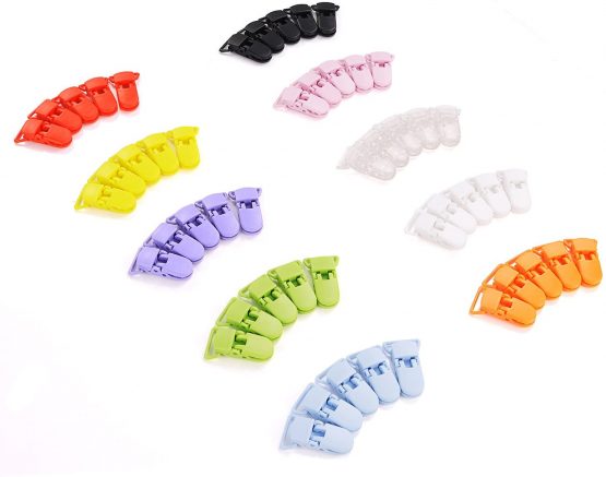 LIHAO T-shape Plastic Pacifier Clips Suspender Clips Holders for Baby Placifier and Toys - Pack of 50pcs, 10 Colors - Image 2