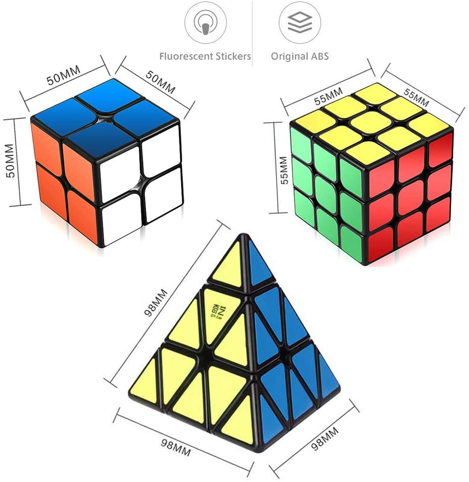 Vdealen Cube Set, Magic Cube Set of 2x2x2 3x3x3 Pyramid Smooth Puzzle ...