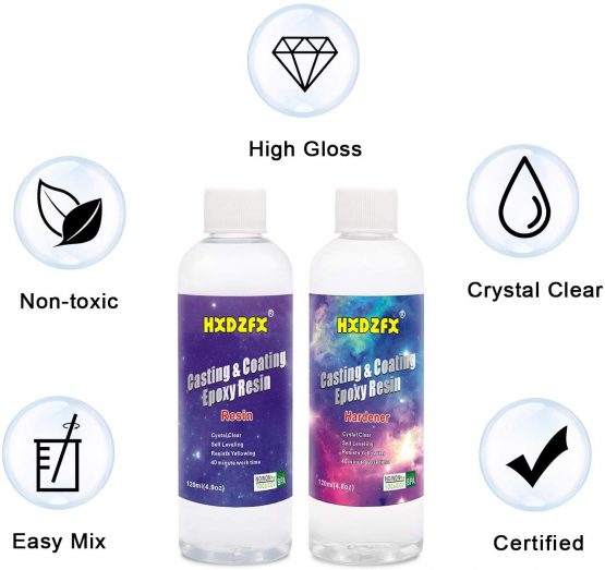 Epoxy Resin 250ml/274g Kit - 1:1 Ratio Crystal Clear Resin Coating for Wood, Bar, Table, Jewelry Making, Craft Decoration, bonus 2 pieces sticks, 2 pair gloves - Image 3