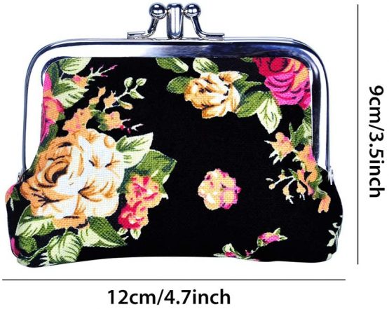 Rolin Roly Buckle Coin Purse Double Clasp Closure Wallet Cute Coin Purse Change Classic Vintage Clutch Wallet Organizer Canvas Jewelry Pouch - Image 2