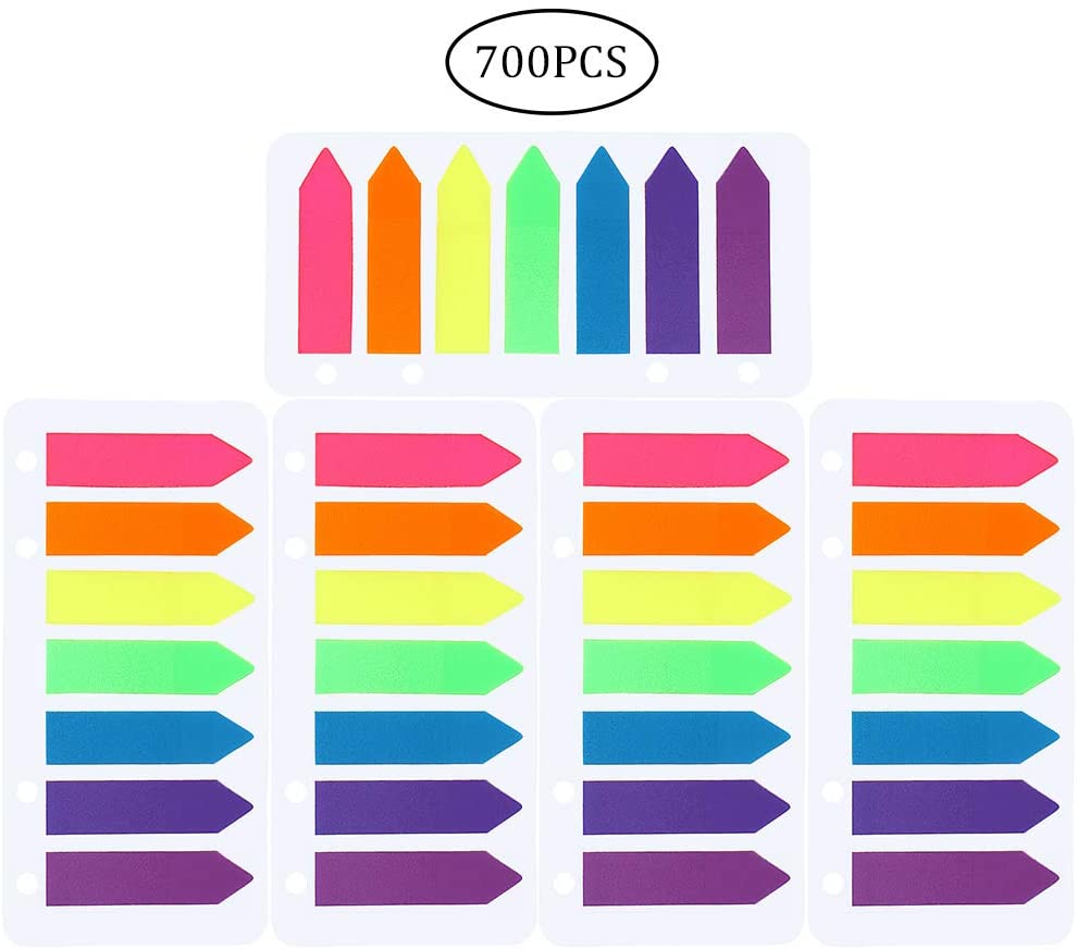 Writeable Sticky Arrow 700 Pcs Note Flags, Fluorescent Sticky Page Markers Colored Writable ...