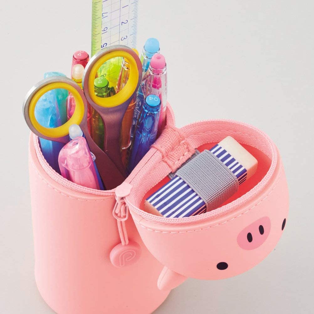 LIHIT LAB Kawaii Japanese Cat Large Stand Up Pencil Case for School Office College,Animal Pen Holder - Image 4