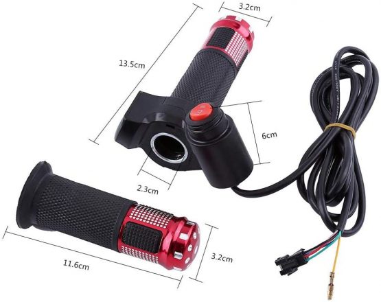 Throttle Grip Handlebar, 1 Pair 12-84V 3 Speed Bike Twist Throttle Grip Set Left Right Handlebar with LED Display Screen for Electric Bike Motorbike (red) - Image 3