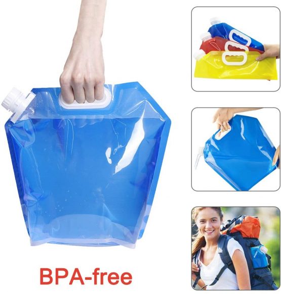 maxin 5 Litres Collapsible Water Container，BPA Free Plastic Water Carrier Folding Water Bag Set of 3 for Outdoor Camping Backpacking Hiking. - Image 4