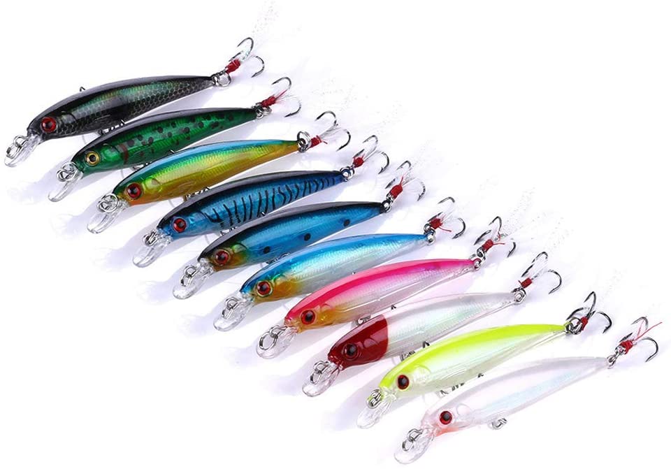 VOANZO 10PCS Laser Simulation Bait 3D Artificial Minnow Fishing Lures Baits, Plastic Fishing Tackle Bass - Image 2