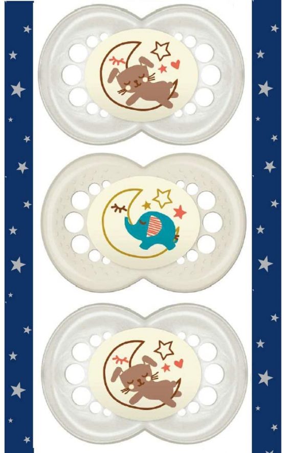 MAM SkinSoft Silicone Soothers 6-16 months Day & Night for Girls , 6 pieces, 3 travel boxes - Image 3
