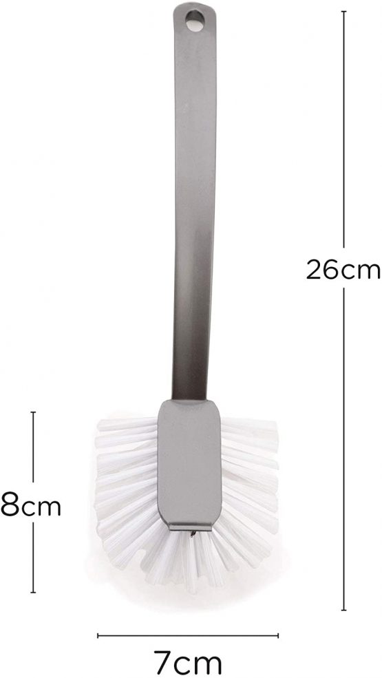 CleanPEAK Pack of 5 Metallic Silver Fantail Dish Brush with Scraper and Non-Scratch Bristles - Image 3