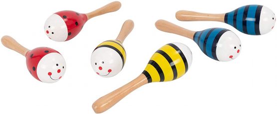 Percussion Plus PP3111 Wooden Maracas, Yellow Stripes - Image 4