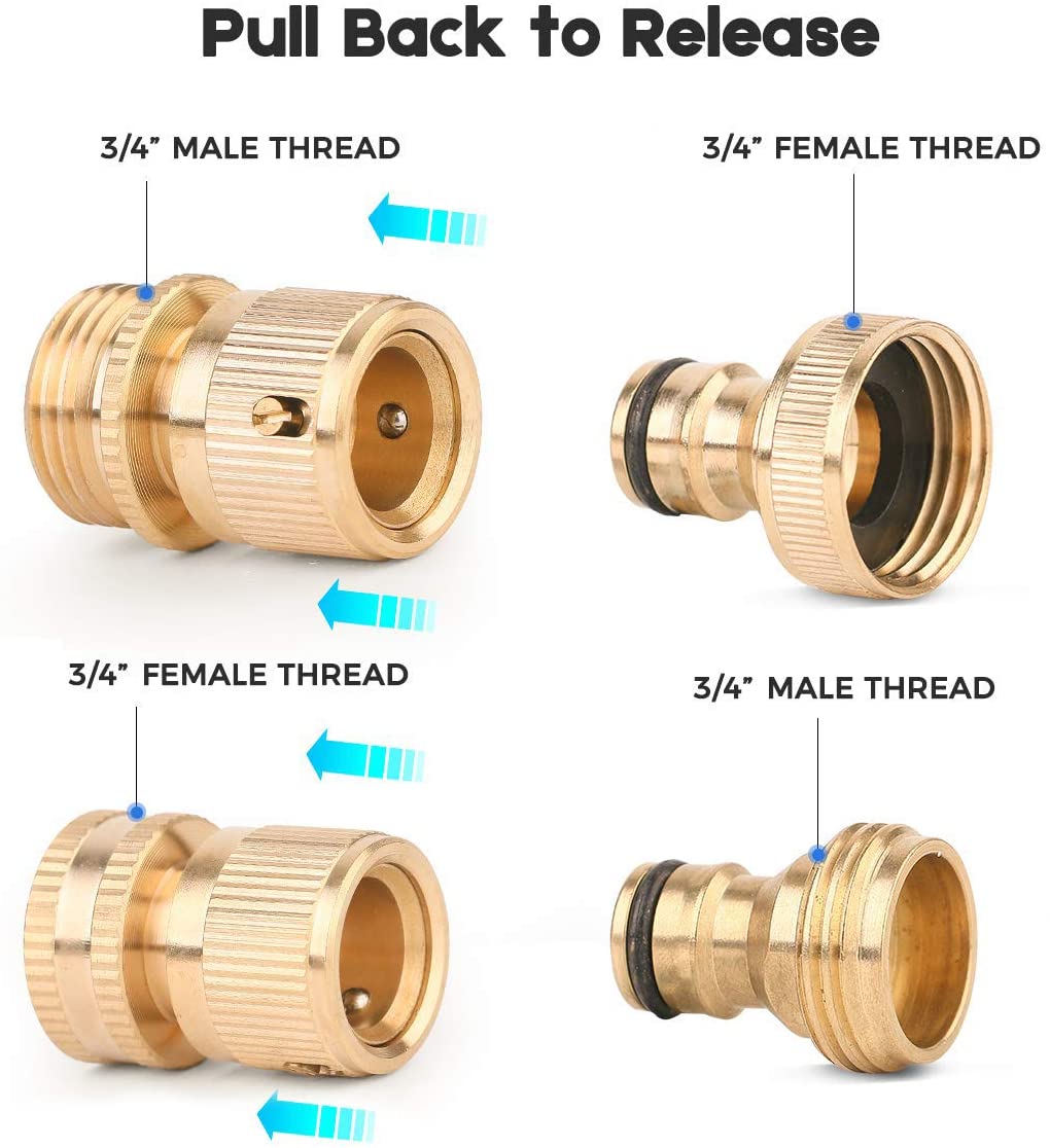 Hydrogarden Garden Hose Quick Connector Brass Hose Quick End Connector Garden Hose Nozzle Connect Kit - Image 4