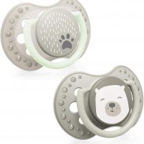 LOVI 2X Baby Silicone Soother 3-6 Months | Pack of 2 | Dynamic Tip | Hygenic Cover | Protects The Sucking Reflex | Glows in The Dark | Buddy Bear Collection