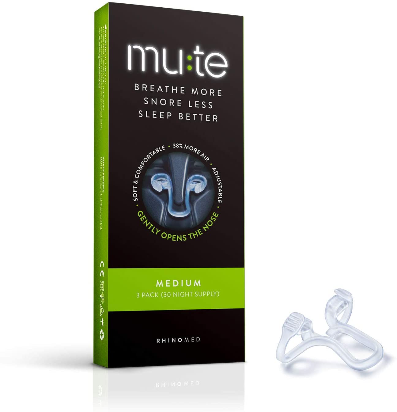 Mute Nasal Dilator Snoring Solution, No Colour, Medium (Pack of 3)