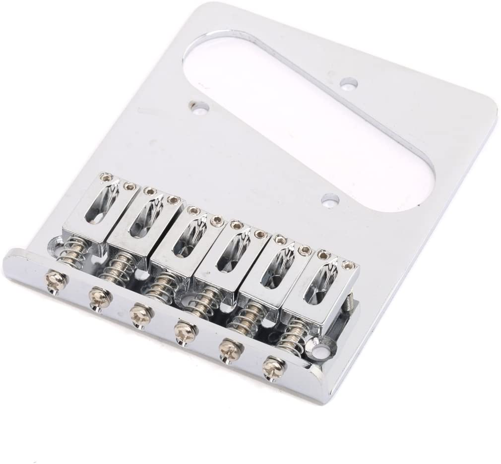 Musiclily 54mm Tele Bridge with 6 Modern Saddles for Squier Telecaster Electric Guitar,Chrome, 8 cm x 9.65 cm x 1.32 cm