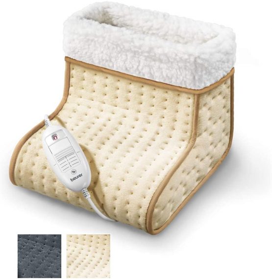 Beurer Cosy Foot Warmer, Electric Foot Warmer for Men and Women, Heated Warmer for Cold Feet, Relaxing Gift for Mum or Dad, Comfy and Soft, Beige