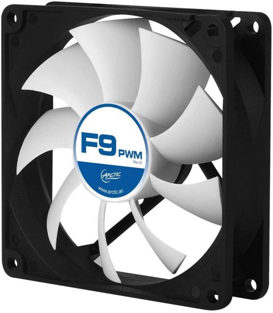 ARCTIC F9 PWM - 92 mm PWM Case Fan, PWM-Signal regulates Fan Speed, quiet motor, Computer, Fan Speed: 150-1800 RPM - Black, White