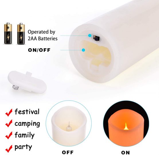 LED Candles Flameless Candles :H(5.5" 6" 6.5"7"8") Realistic Dancing Mood Candles and 10 Key Remote Control with 24 Hour Timer Function Gift Decoration Party(Ivory) - Image 4