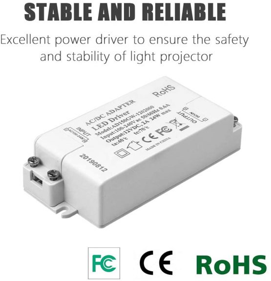 ADOGO® LED Transformer LED Power Supply- 24W, 12V DC, 2A - Constant Voltage for LED Strip Lights and G4, MR11, MR16 LED Light Bulbs - Image 3