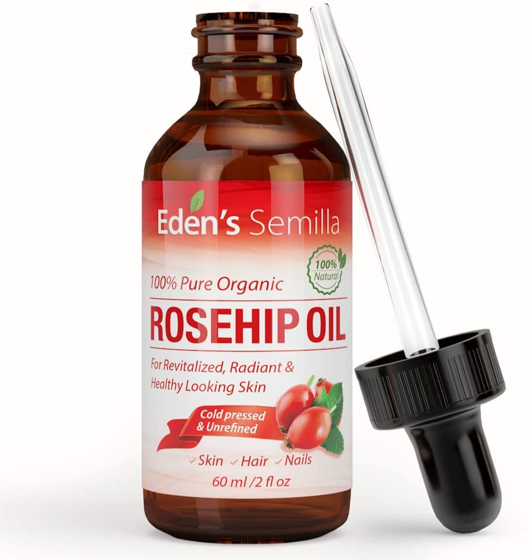 100% Pure Rosehip Oil - 60ml - Certified ORGANIC - Natural/Cold pressed & Unrefined - NON Greasy HIGH absorbency - Image 4