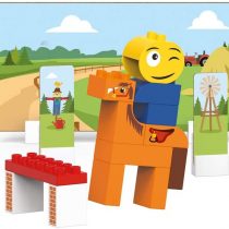BIOBUDDI BB-0144 Building Horse Riding Play Set, 19 Blocks, 9 Push-Out Cards, Multi-Coloured