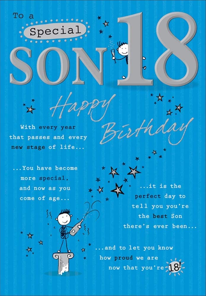 Piccadilly Greetings Traditional Milestone Age Birthday Card Age 18 Son - 9 x 6 inches, Green - Image 3