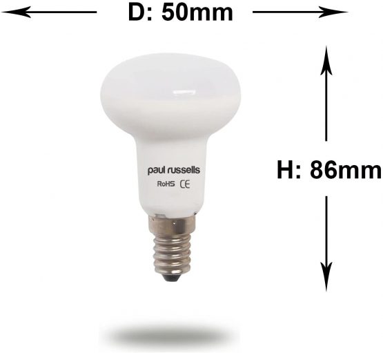 2 Pack 6W Reflector LED Light Bulbs E14 SES Small Edison Screw Paul Russells Bright 6W=50W Spotlight R50 Spot Light 120 Beam Lamp 2700K Warm White 50W Incandescent Replacement - Image 3