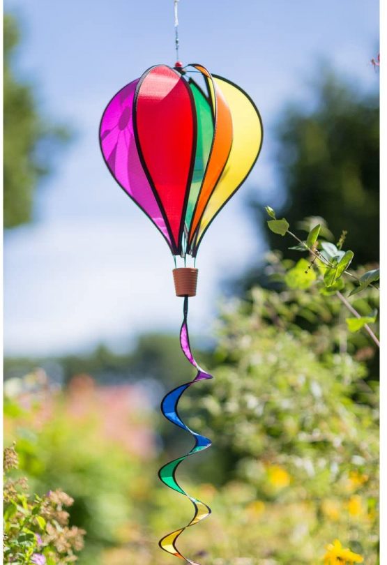 Windspiration Hot Air Balloon Twist Garden Wind Spinner, Rainbow - Image 3