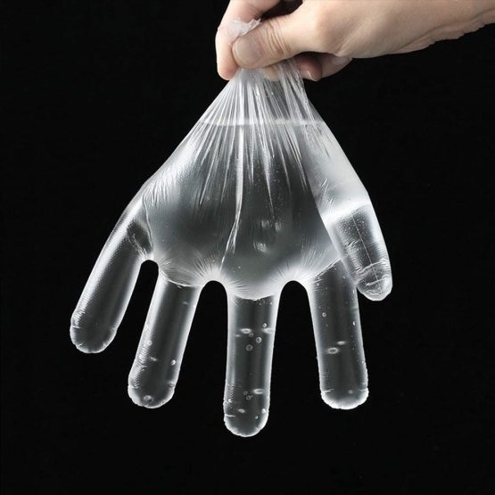 400pcs Disposable Gloves - HUDDU Clear Plastic Disposable Polyethylene Work Cleaning Transparent Waterproof Glove for Cooking Cleaning - Image 3