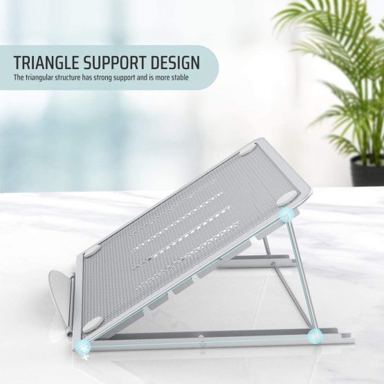 Lidasen Laptop Stand Tablet,Foldable Portable Ventilated Desktop Laptop Holder, Cooling Stand (10"-15.6") compatible with Dell XPS, HP, Lenovo,Universal Lightweight&Adjustable Ergonomic Tray (Silver) - Image 3