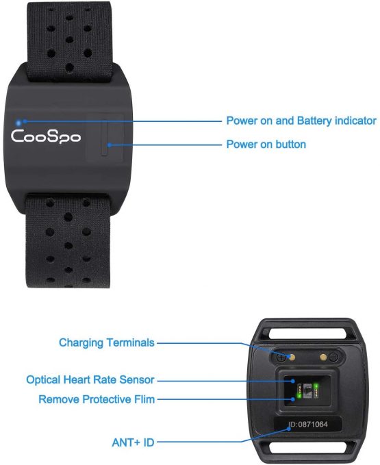 CooSpo Heart Rate Monitors Armband Optical Heart Rate Sensor Bluetooth