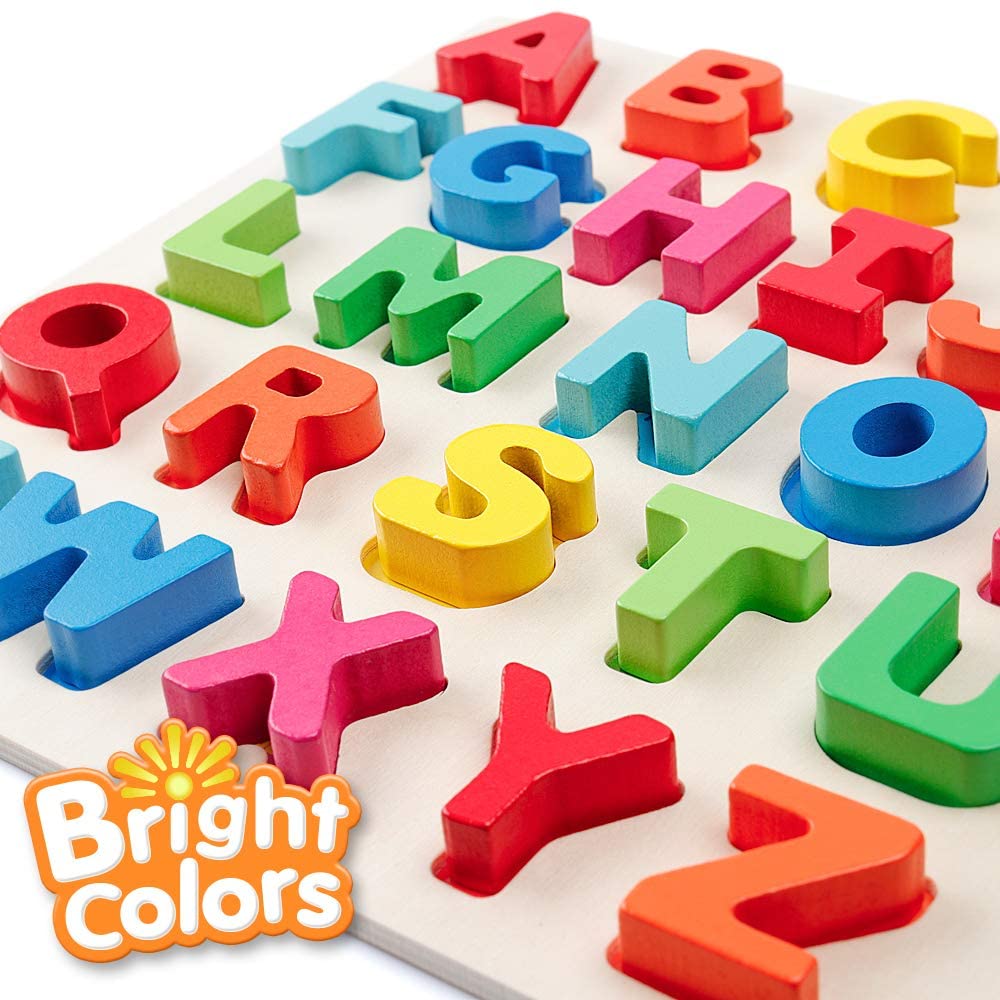 Wooden Alphabet Puzzle ABC Letters Peg Board Knob Jigsaw Blocks Early Learning Educational Toy Gift for 1 2 3 Year Old Toddler Baby Kids - Image 2