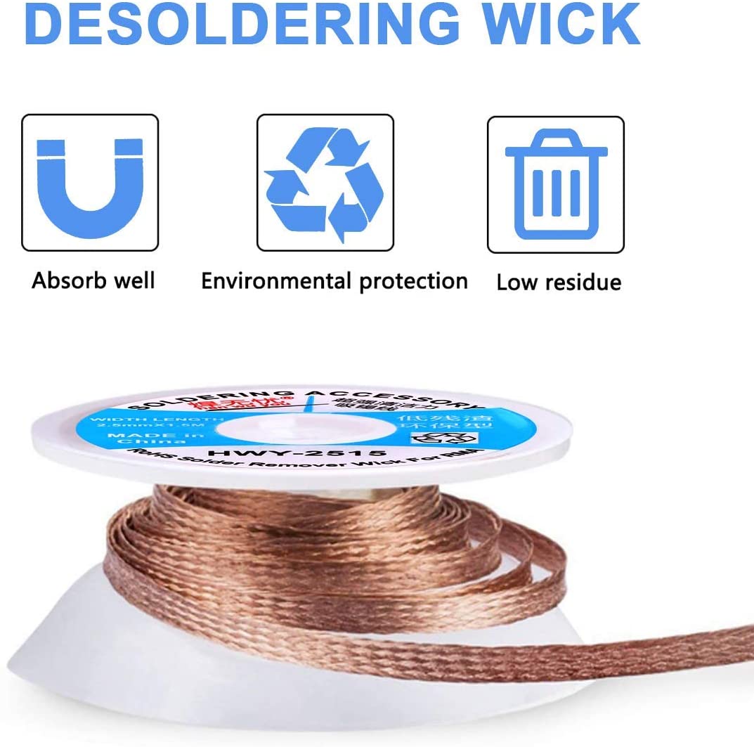 Desoldering Wick, Flux Paste, Tip Tinner, 3 Piece Soldering Tool Kit