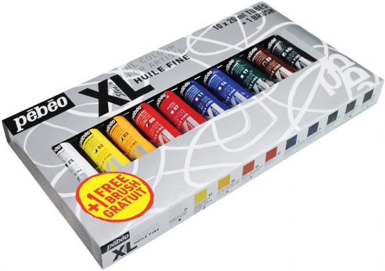 PEBEO 920111 20 ml XL Studio Fine Oil with Bursh, Set of 10, Assorted Tubes, multi-coloured