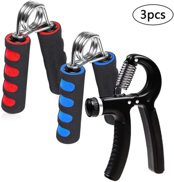 BETOY 2 pcs Fitness Strong Handgrips+1 pcs Finger Exerciser Strengthener set,Adjustable Hand Grip Exercise Forearm Therapy Gripper Strengthen Grip, Hand Squeezer，Finger Stretcher，Stress Relief Grip