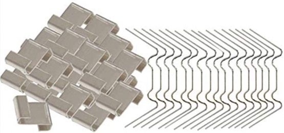 HONGCI 100 Pcs Stainless Steel Greenhouse Glass Pane Fixing Clips (With 50 Greenhouse Glazing W Wire Clips and 50 Greenhouse Glazing Z Overlap Clips)