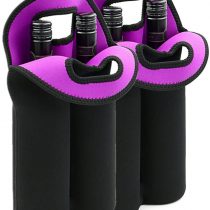 BTSKY 2 Pair Double-Bottle Insulated Neoprene Wine Champagne Bottle Tote Carrier Beer Water Cans Bottle Drinks Carrying Bag Black