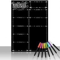 Fridge Dry Erase Board Calendar, Alaman Magnetic Refrigerator Dry Eraser Weekly Menu Meal Planner Family Calendar Organiser 16" x 12" Weekly Menu Planner with Grocery List and Notes (Black)