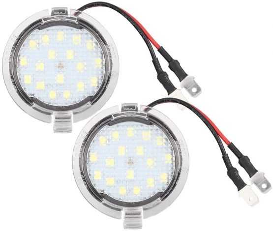 Aramox Rear Mirror Light,1 Pair White LED Bright Car Rear View Mirror Puddle Lights Fit for Mustang Mondeo Mk5
