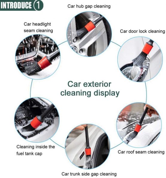KJLM Auto Car Detailing Brush Set(Set of 5) - Automotive Detail Cleaning Brushes Set For Cleaning Wheels/Engine/Interior/Emblems/Interior/Exterior/Air Vents (5 Pack) - Image 2